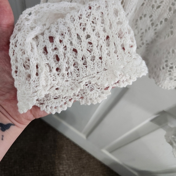 Jessica London open knit white cardigan y2k beachy feminine woman size 22 - Picture 3 of 7